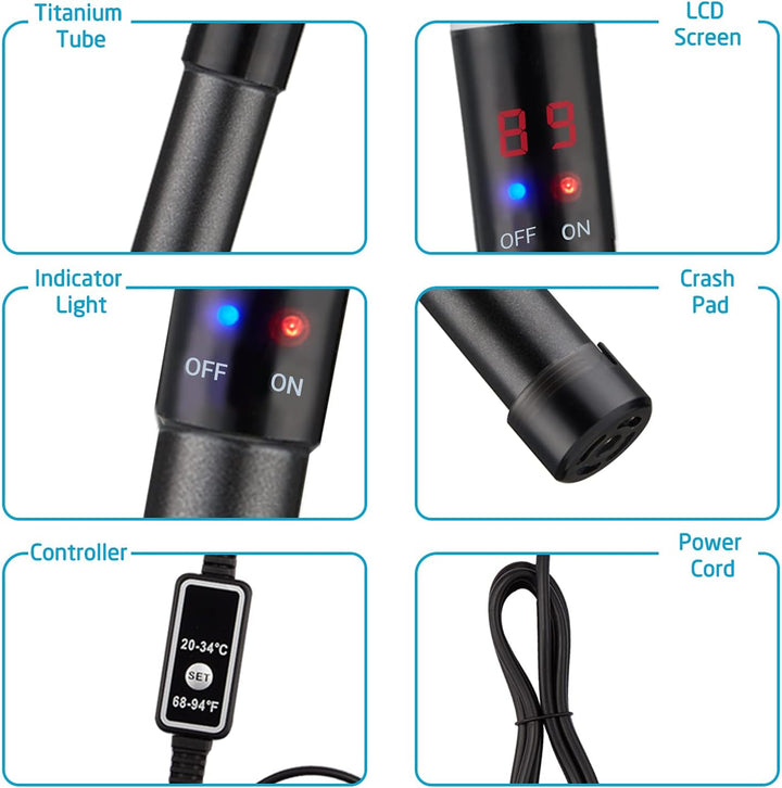 Inkbird Aquarium Heizung 100W, INKBIRDPLUS Heizstab IP68 Regelheizer für Süsswasser Fischtanks