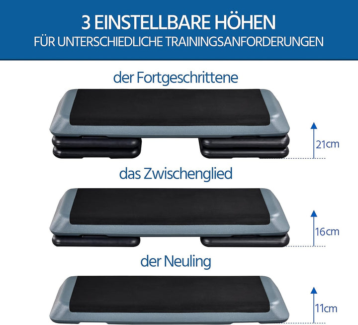 Yaheetech Stepper Aerobic Steppbrett mit 3 Stufen rutschfest Trainingsbrett Fitness Heintrainer Step