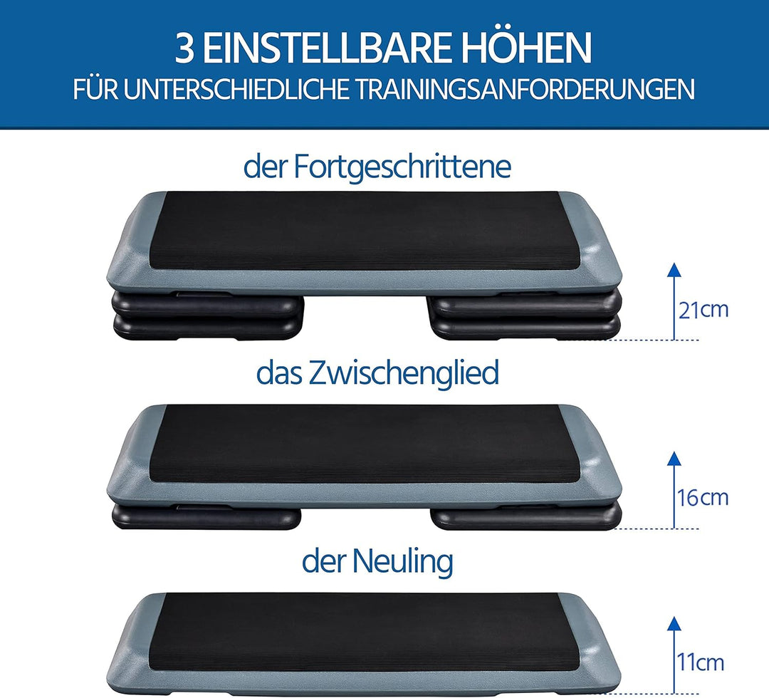 Yaheetech Stepper Aerobic Steppbrett mit 3 Stufen rutschfest Trainingsbrett Fitness Heintrainer Step