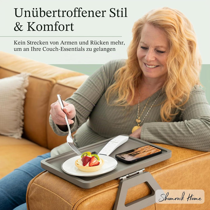 Shamrock Home Bambus-Sofa-Tisch zum Anklippen, für Sofa, Sessel, TV-Abendessen, Fernbedienung, Geträ