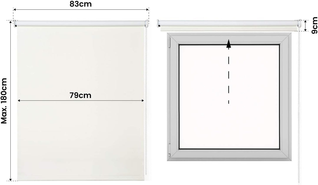 STORESDECO Verdunkelungsrollo Fensterrollo Blackout, Rollo für Fenster und Tür | Beige, 80 cm x 180