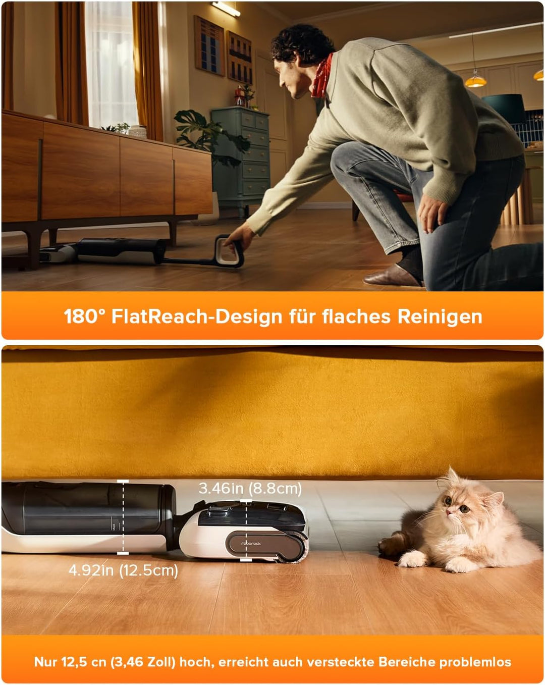 roborock F25 LT Nass Trockensauger, 180° Lay-Flat Saugwischer, 20.000 Pa Staubsauger, 90°C 5 Min Hoc