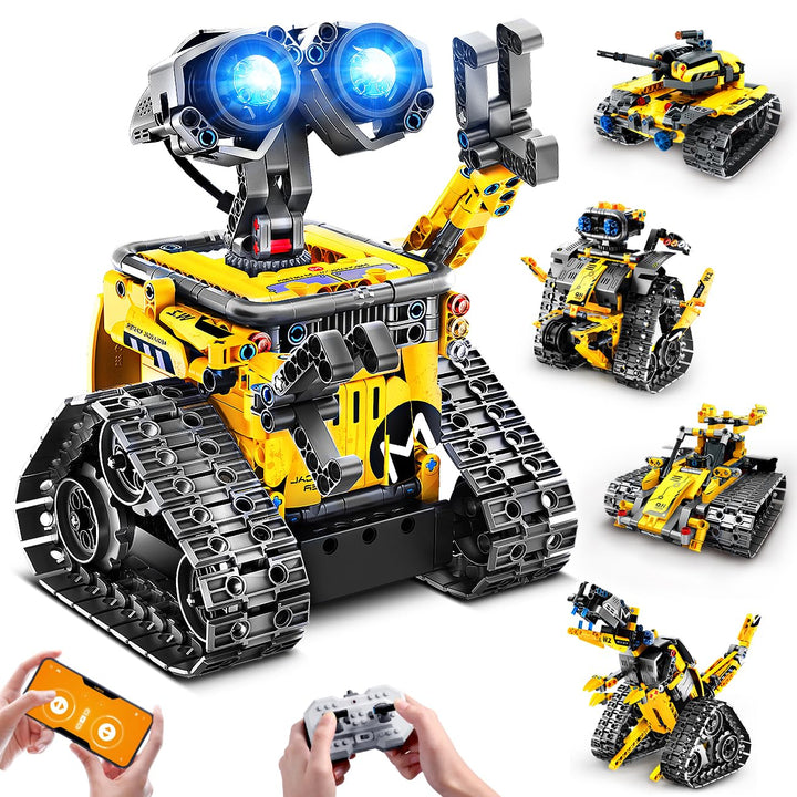 Technik Roboter für Kinder Bausatz - 5-in-1 mit Fernbedienung und App Steuerung | 520 Stück RC Wall