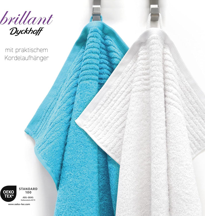 Dyckhoff 0410996430 Handtuchset "Brillant" Qualität 550 g/m², 6-teilig,weiss/türkis Weiss / Türkis,