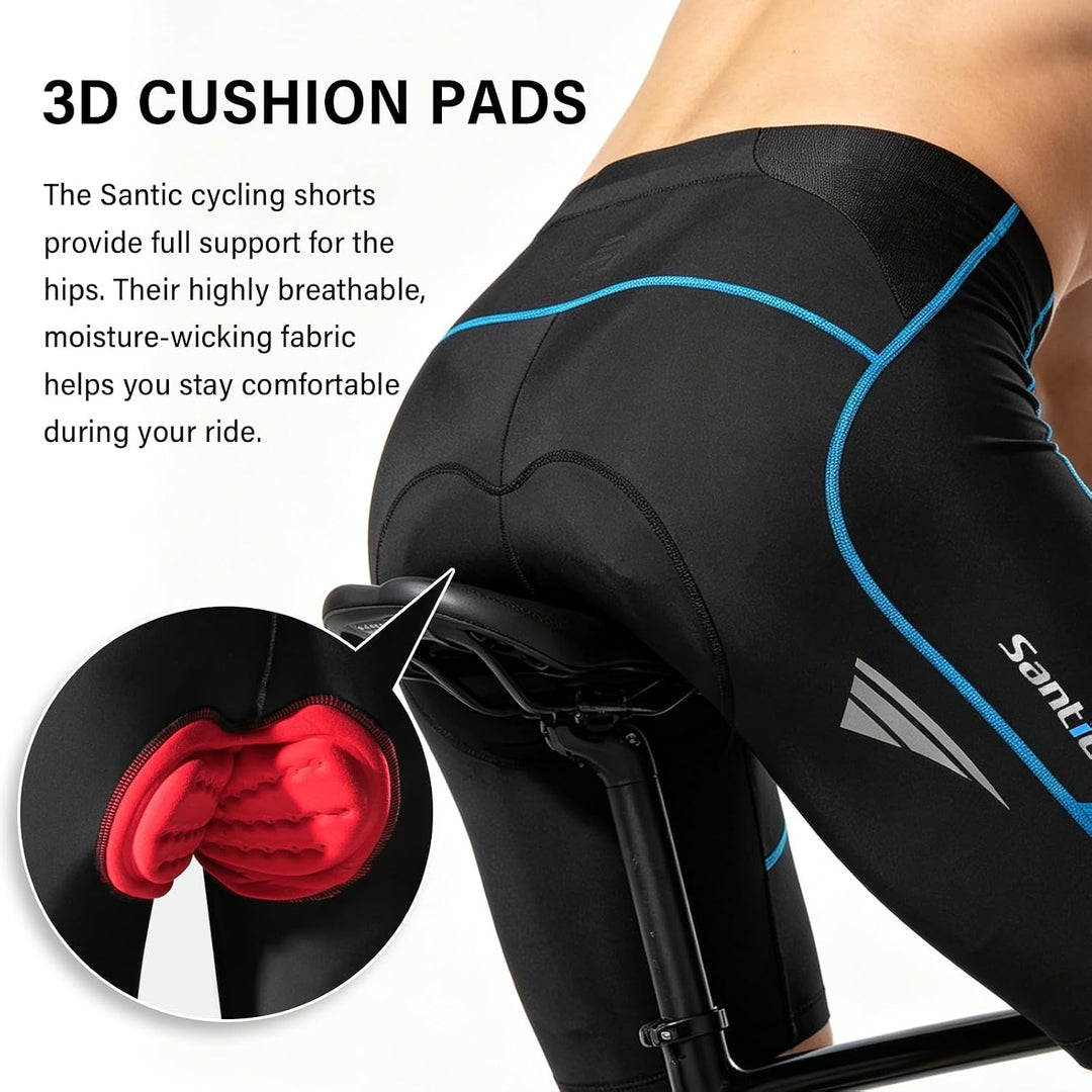 Santic Radlerhose Herren Kurz mit Sitzpolster Radhose Herren Kurz Fahrradhose Herren Gepolstert Rads