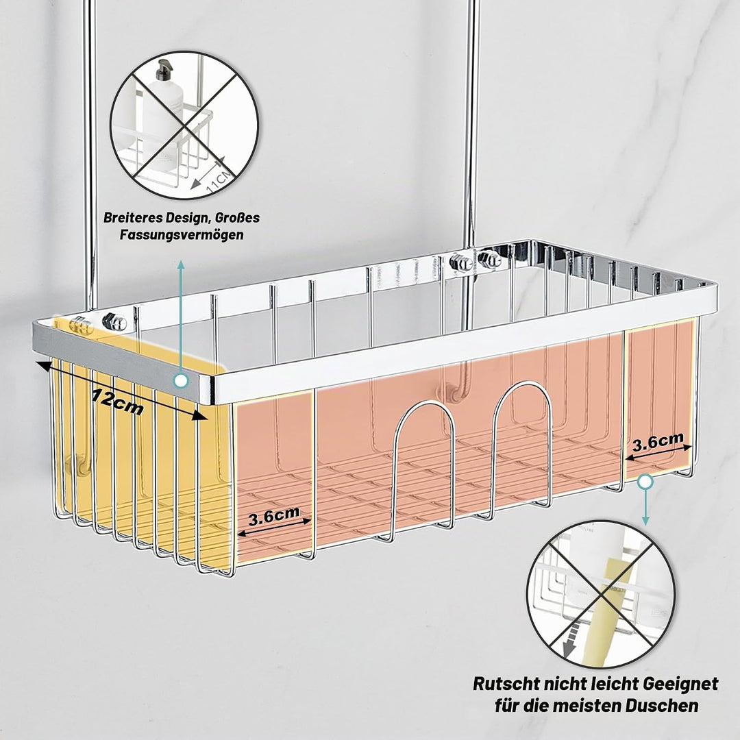 Duschablage Ohne Bohren, Duschablage Zum Hängen Shampoo Halterung für Dusche SS304 Edelstahl, Duschk