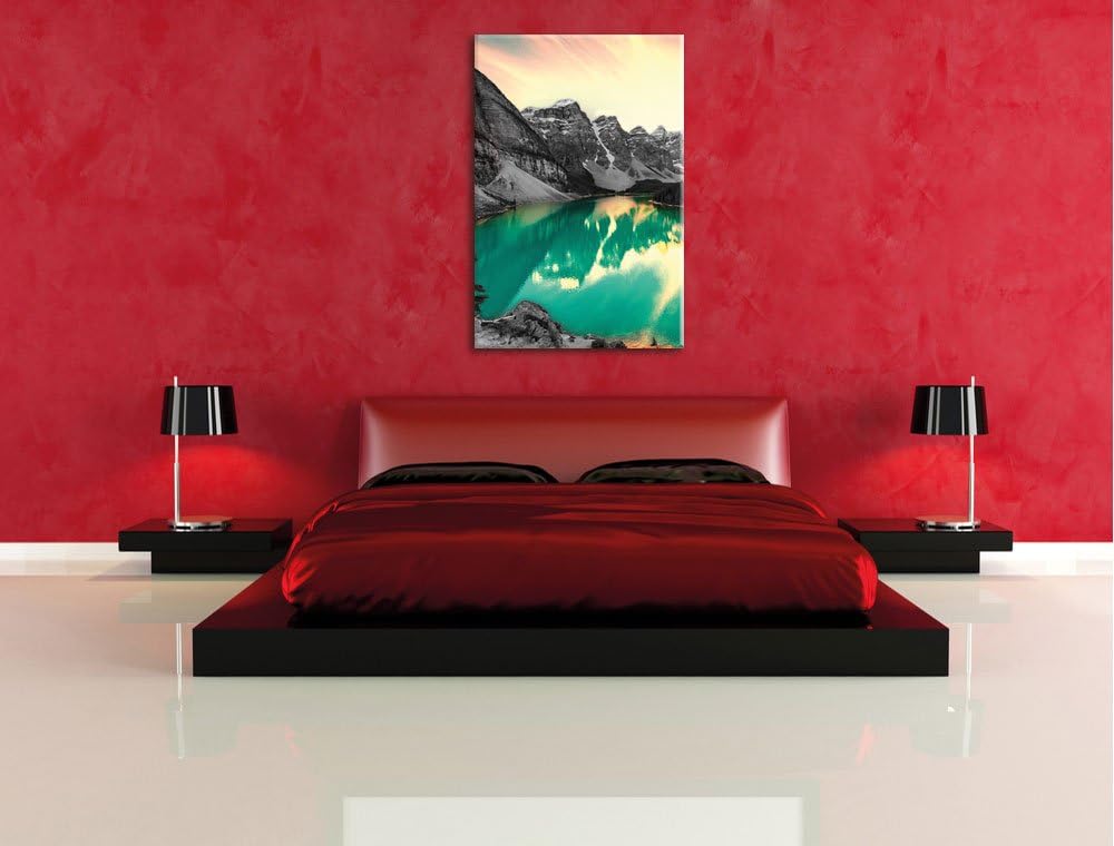 Pixxprint prachtvoller Moraine Lake in Canada als Leinwandbild/Grösse: 100x70 cm/Wandbild/Kunstdruck