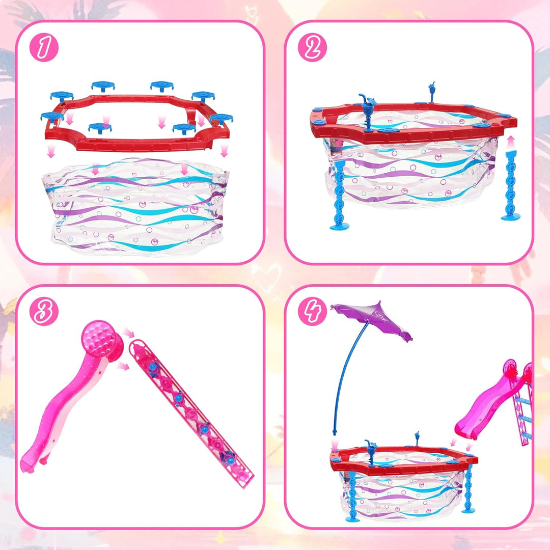 36 Schwimmbad Puppenkleidung für 11.5 Zoll Puppen Kompatibel mit Barbie Puppen, 1 Rutsche Pool 6 Som