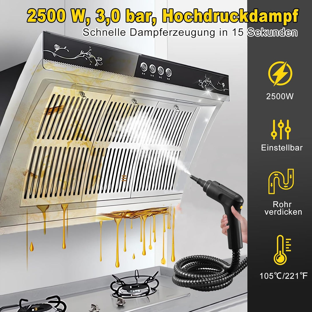 Handdampfreiniger mit 1600ML Wassertank Griff dreistufige Einstellung Hochdruck Klein Tragbarer Damp