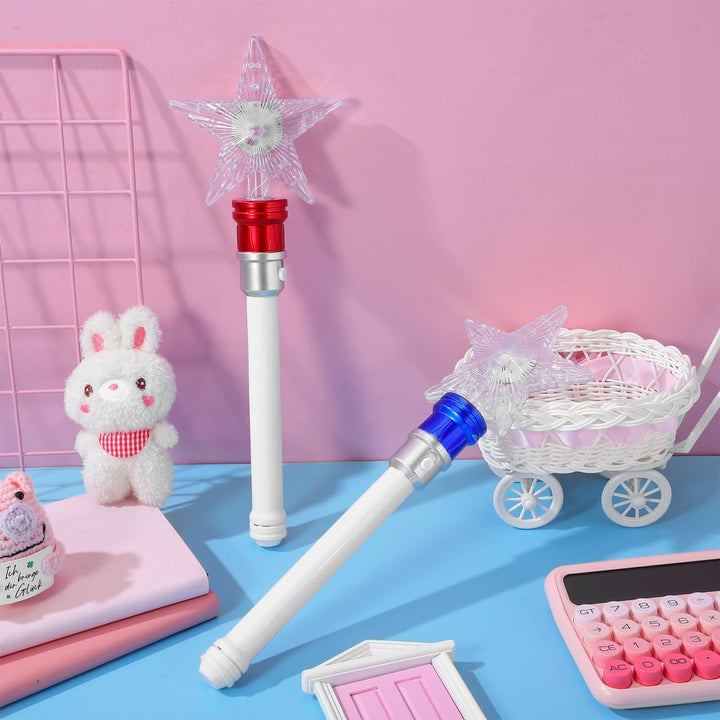 Amosfun Leuchtender Zauberstab Stern 2Er Set Led Kinder Zauberstab Leuchtend Drehbarer Glitzerstab F