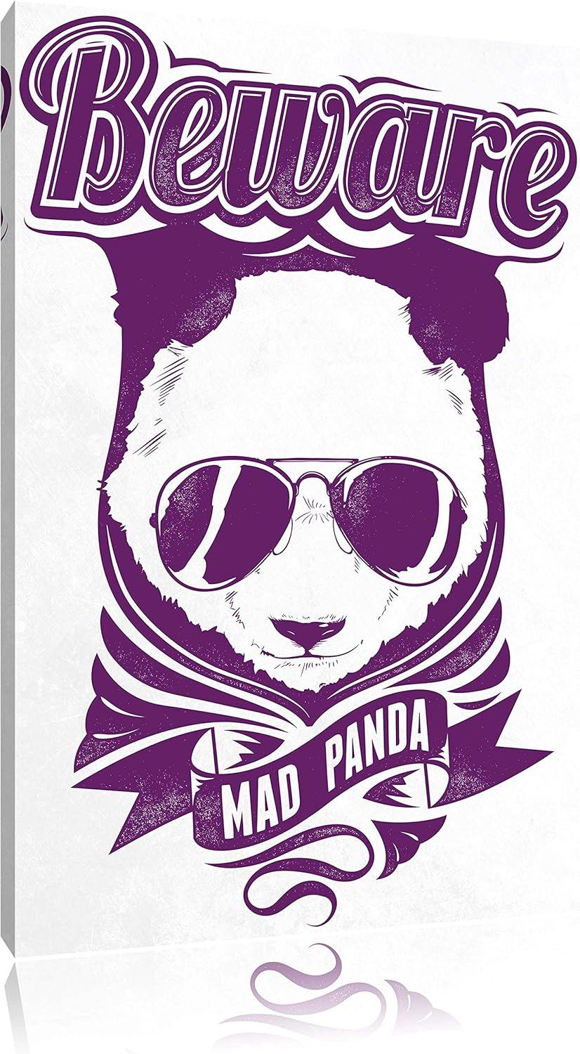 Pixxprint Mad Panda White Bild auf Leinwand, XXL riesige Bilder fertig gerahmt mit Keilrahmen, Kunst
