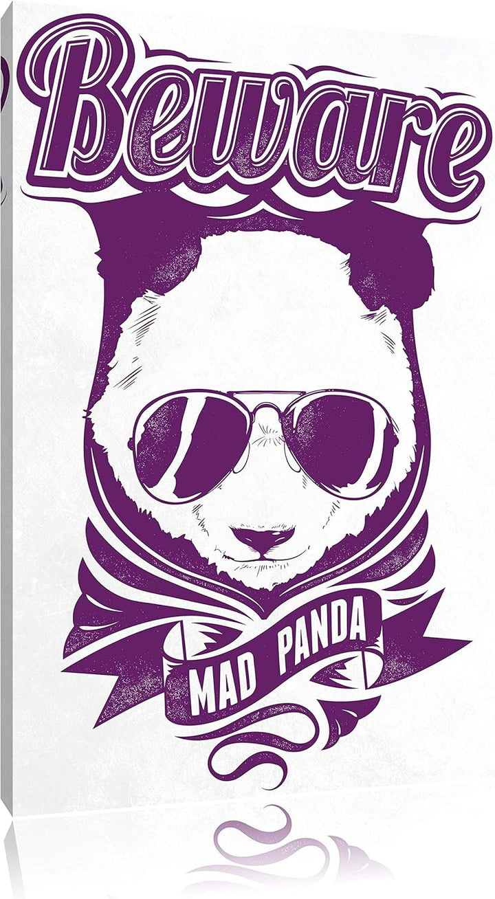 Pixxprint Mad Panda White Bild auf Leinwand, XXL riesige Bilder fertig gerahmt mit Keilrahmen, Kunst