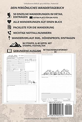 WANDERTAGEBUCH - Meine Wanderungen: Wanderlogbuch, Tourenbuch zum Reinschreiben, Ausfüllen & Festhal