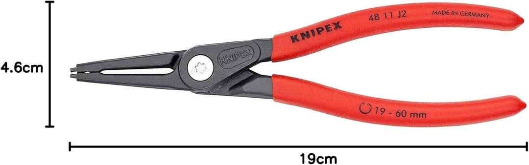 Knipex Präzisions-Sicherungsringzange für Innenringe in Bohrungen grau atramentiert, mit rutschhemme