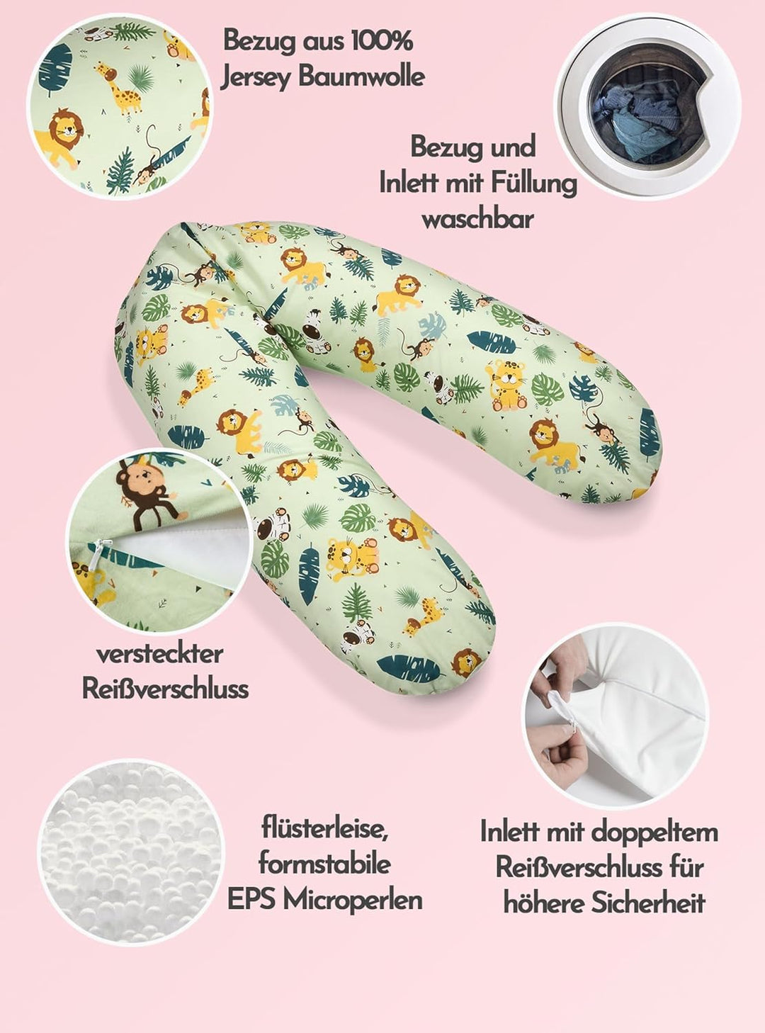 pic Bear Classic 190cm Stillkissen - hochwertiges Schwangerschaftskissen - anschmiegsames Lagerungsk