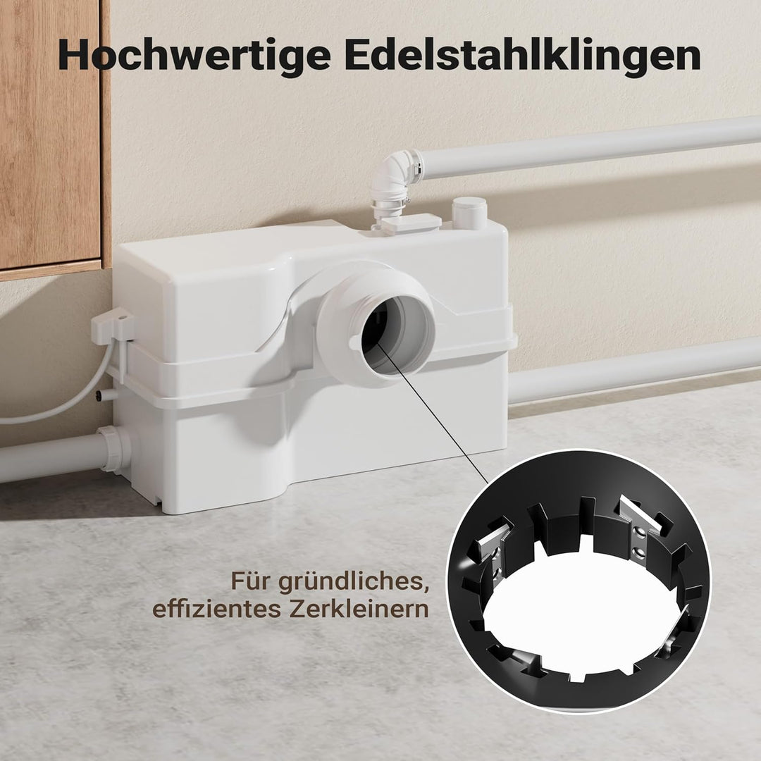 XPOtool 800W 4/2 WC Hebeanlage mit Zerkleinerer für Abwasser/Fäkalien, Schmutzwasserpumpe für WC