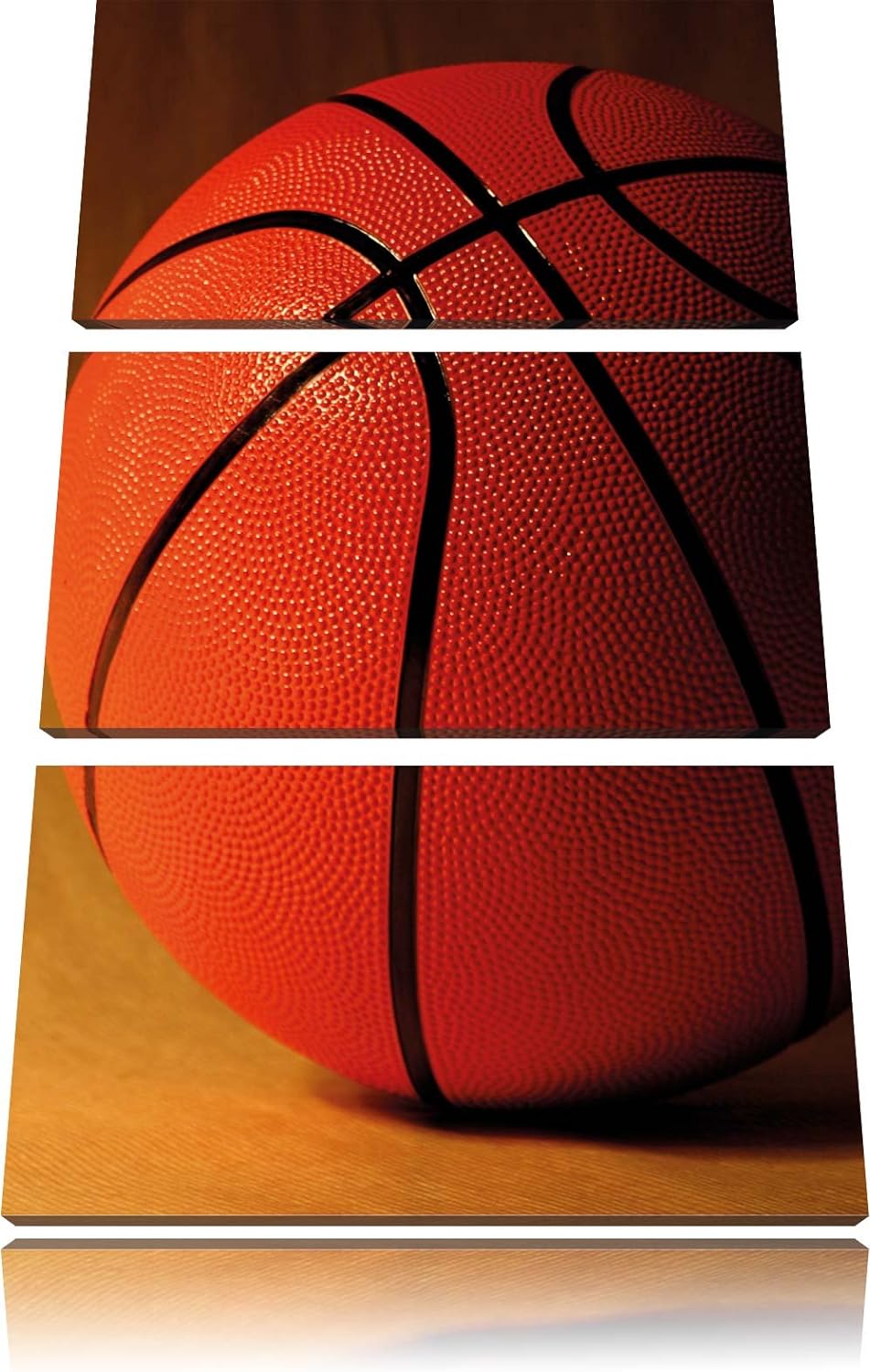 Pixxprint Basketball schwarzer Hintergrund als Leinwandbild | Grösse: 3 Teilig (120x80) | Wandbild|