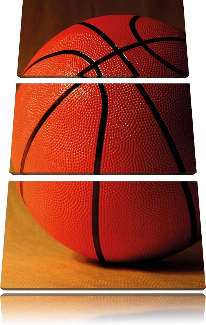 Pixxprint Basketball schwarzer Hintergrund als Leinwandbild | Grösse: 3 Teilig (120x80) | Wandbild|