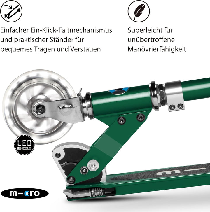 micro™ Sprite LED Kinder Kinderscooter | Cityroller mit LED-Rollen | klappbar und Lenker höhenverste