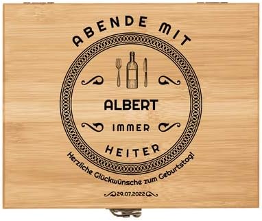 Maverton Weinöffner-Set personalisiert Weinset Sommelier Set - Geschenkbox Holzbox + 8er Weinzubehör
