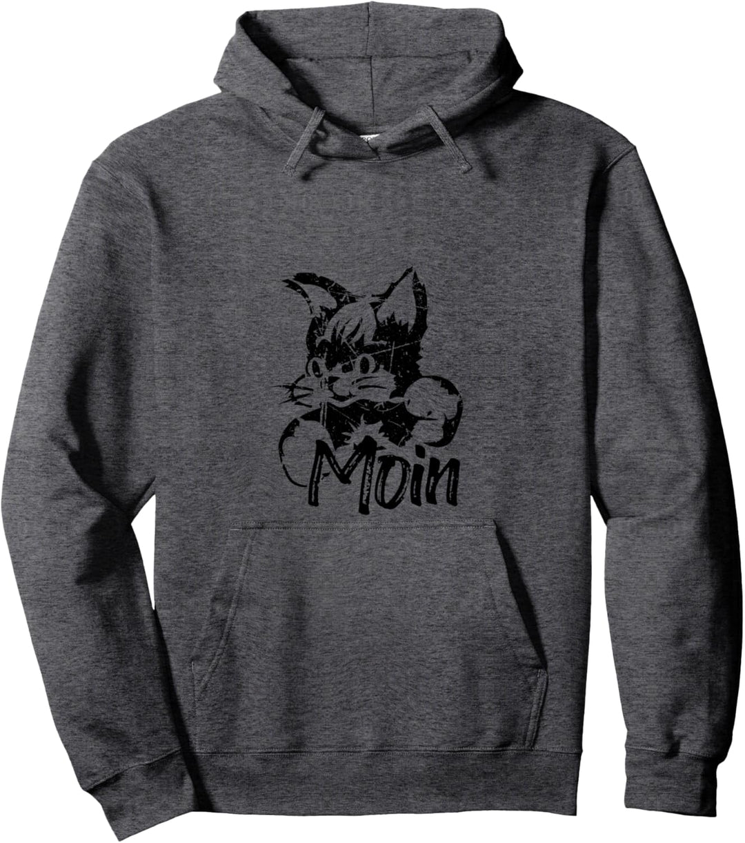 Moin mit niedliche Katze, Kätzchen Plattdeutsch Geschenk Pullover Hoodie