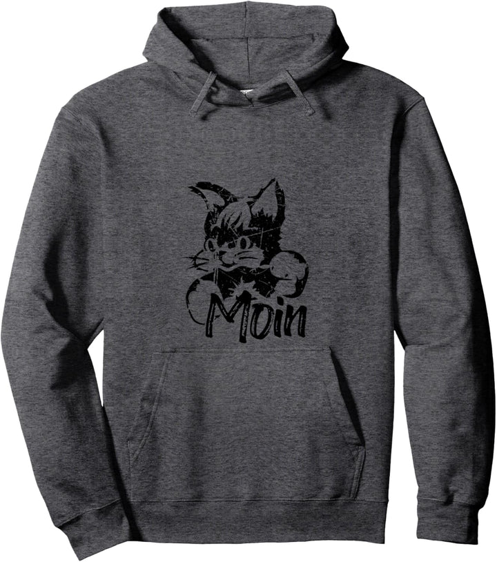 Moin mit niedliche Katze, Kätzchen Plattdeutsch Geschenk Pullover Hoodie