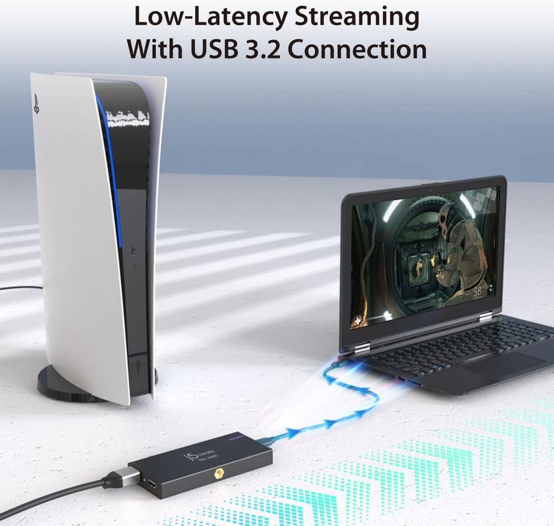 j5create 4K Game Video Capture Card mit PD 60W Pass-Through Charging, Streaming und Aufnahme von 4K