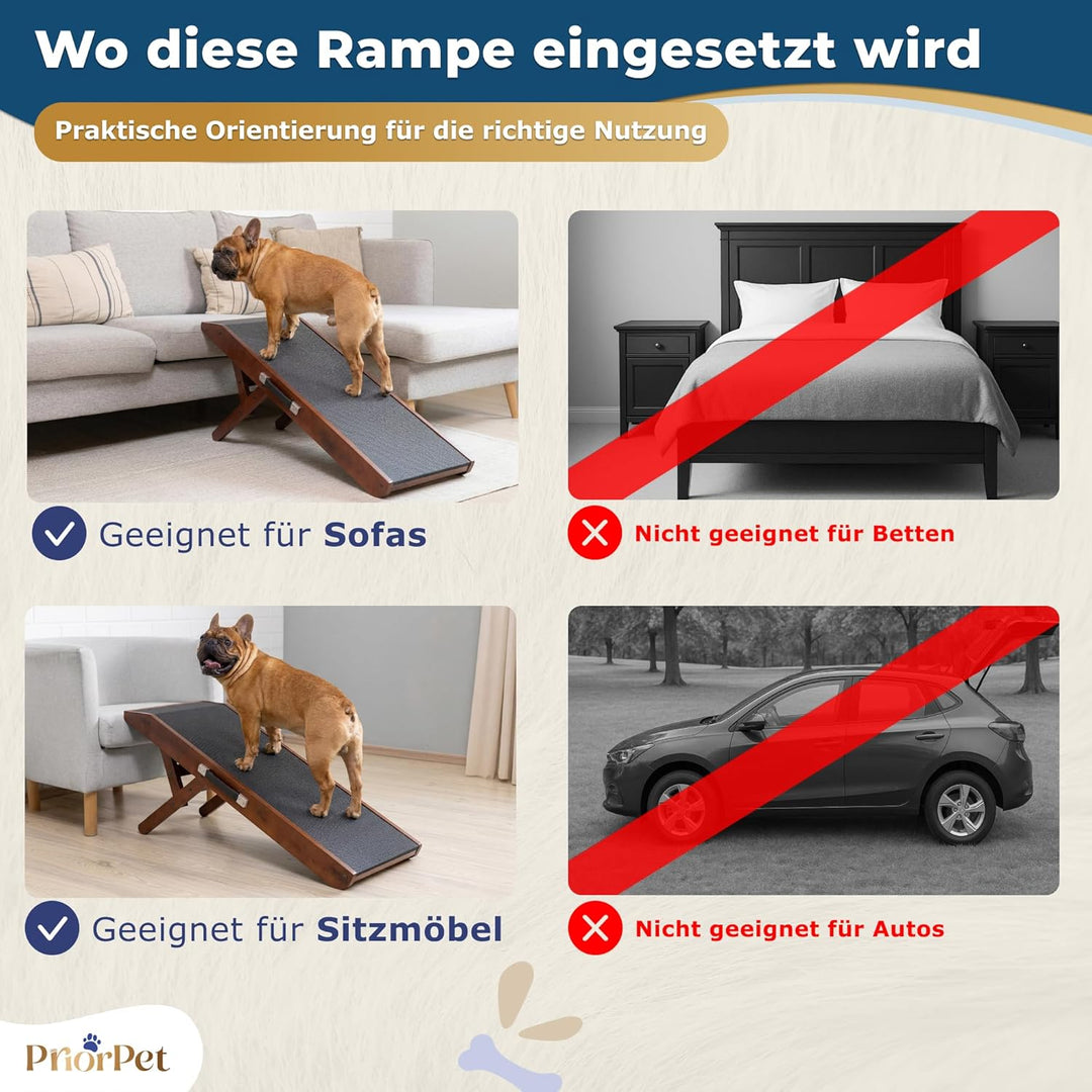 Hunderampe - Hundetreppe für kleine Hunde und grosse Hunde - Einstellbar 18-53 cm - Für Bett,Sofa -