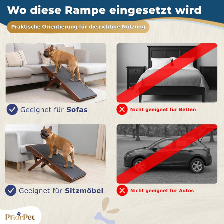Hunderampe - Hundetreppe für kleine Hunde und grosse Hunde - Einstellbar 18-53 cm - Für Bett,Sofa -