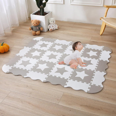 INTOMENG Puzzlematte Spielmatte Beige Baby Kinder Boden Matte Puzzlematten Schadstofffrei Krabbelmat
