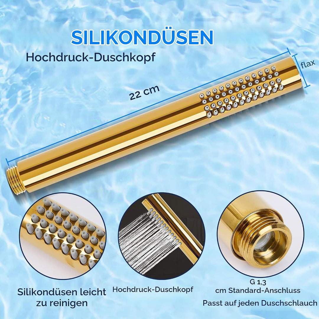Ohotecy Handbrause Wassersparende Duschkopf aus Edelstahl 304 mit 48 Anti-Kalk Düsen Einfache Strahl