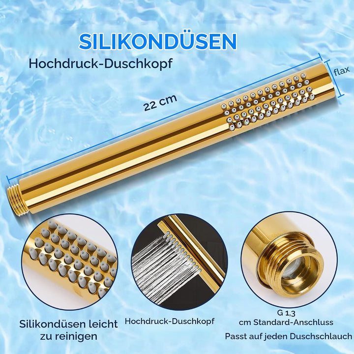 Ohotecy Handbrause Wassersparende Duschkopf aus Edelstahl 304 mit 48 Anti-Kalk Düsen Einfache Strahl