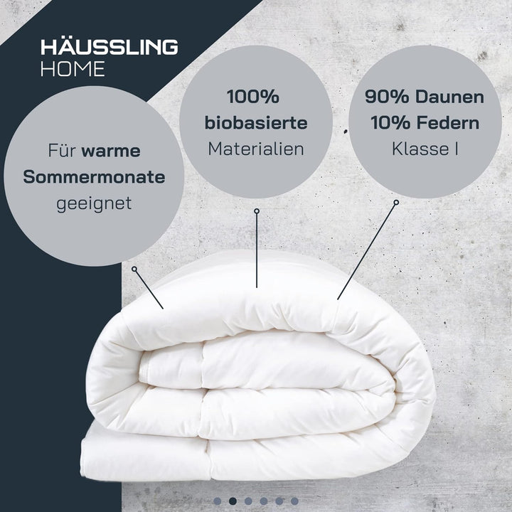 Häussling Home Sommer Daunendecke 220x240 cm | Sommerdecke, Daunendecke Sommer, Made in Germany, 90%