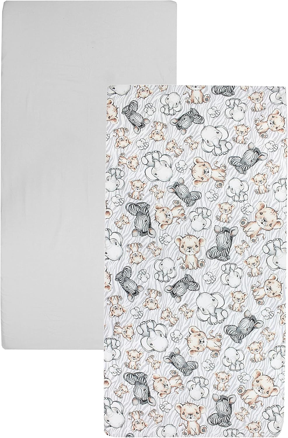 TupTam Baby Spannbettlaken Kinder Spannbetttuch für Babybett Kinderbett 2er Pack, Farbe: Safari/Grau