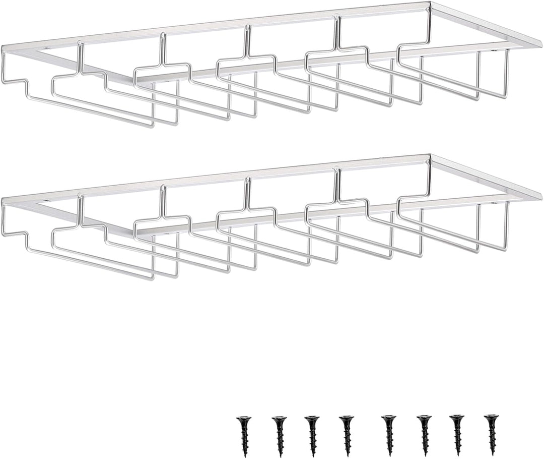 2 Stück 5 Reihige Weinglashalter Gläserhalter aus Metall Gläserschiene Halter Unter Schrank mit Schr