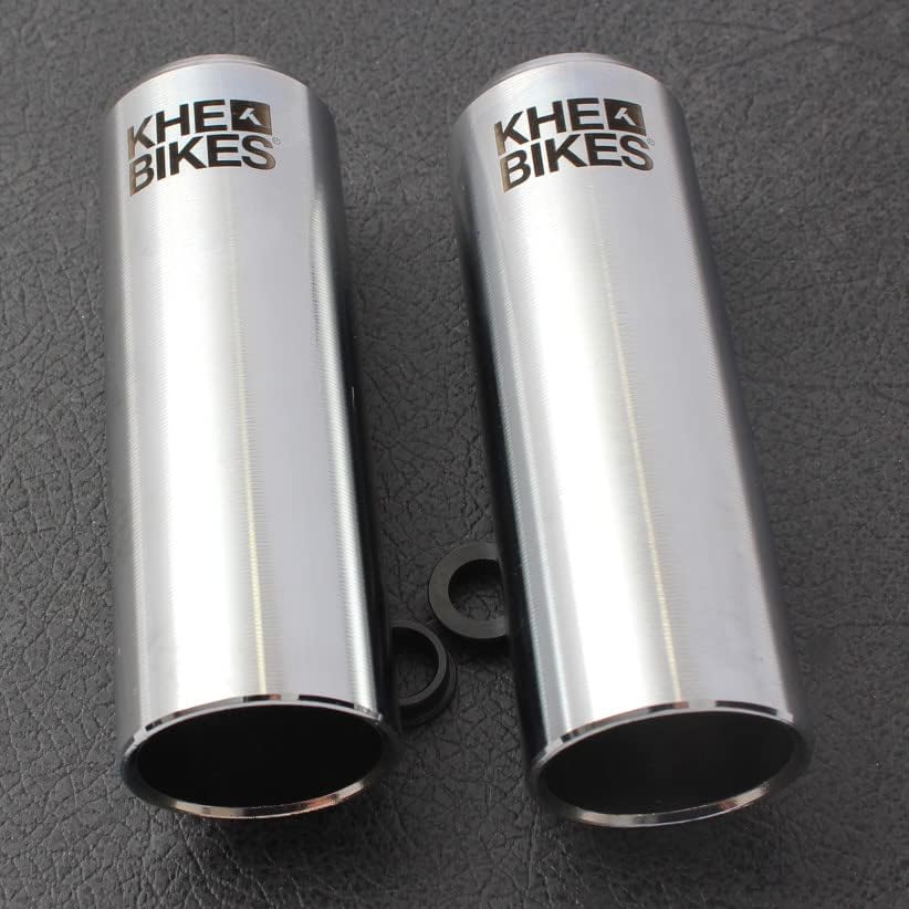KHEbikes KHE CNC PRO BMX Pegs 10mm 14mm Silber Chrom 492g mit Adapter und Laser Logo