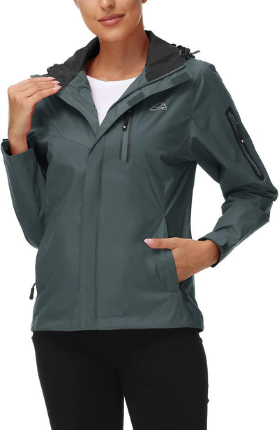 YSENTO Damen Regenjacke Wasserdicht Atmungsaktiv Outdoorjacke Leichte Übergangsjacke Windbreaker mit