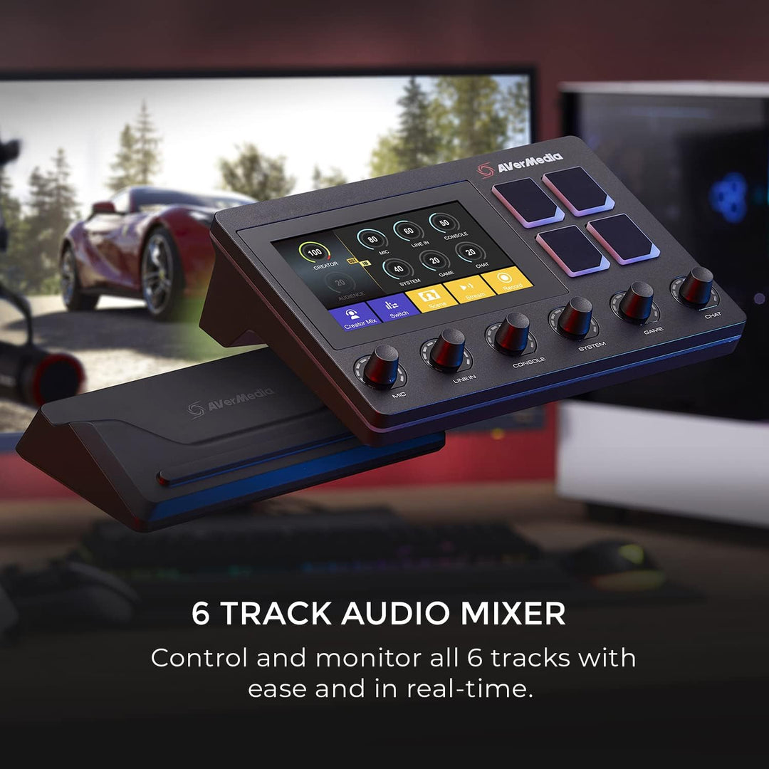 AVerMedia Live Streamer AX310 - 6-Spuren Audio Mixer mit IPS-Touchscreen zur Interaktion sowie Aktio