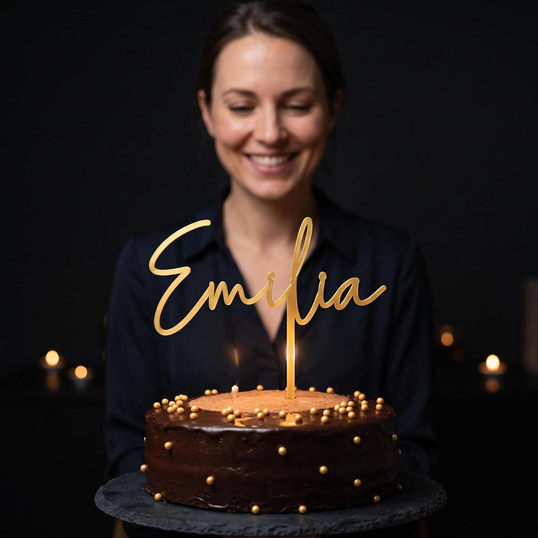 HappyBumblebee Cake Topper Geburtstag Personalisiert – Kuchendeko Holz oder Langlebiger Kunststoff i