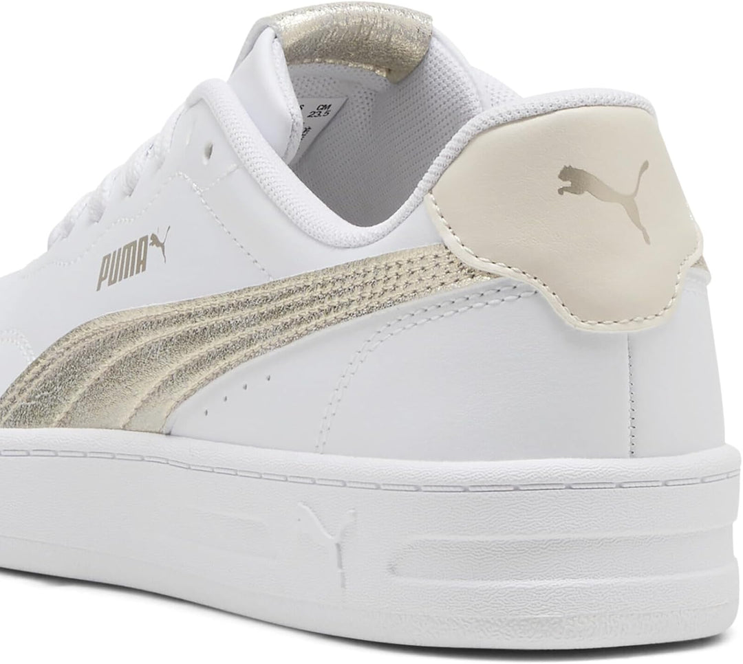 PUMA Damen Court Lally Metallic Whisper Sneakers 41 EU White Gold, 41 EU White Gold