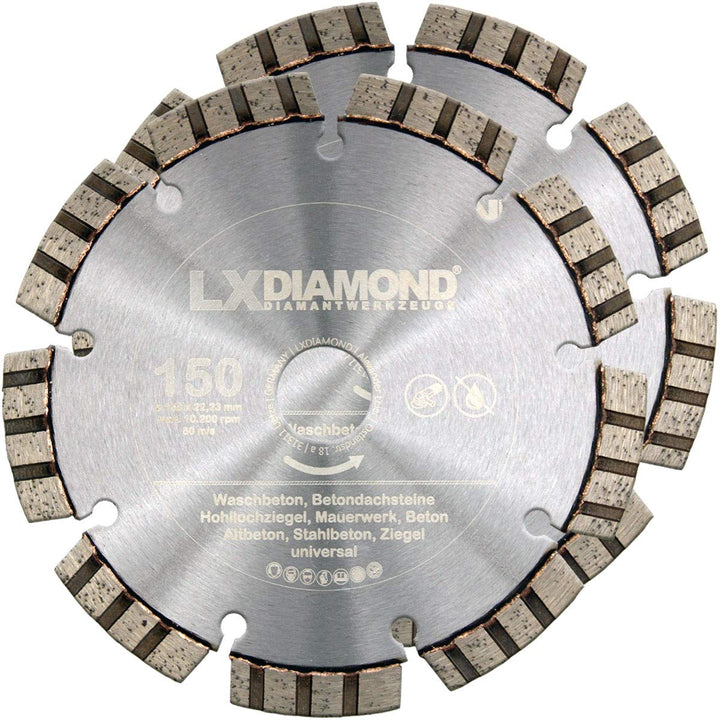 2x Diamant-Trennscheibe 150mm x 22,23mm - Diamantscheibe 150 mm in Premium Qualität - geeignet für B