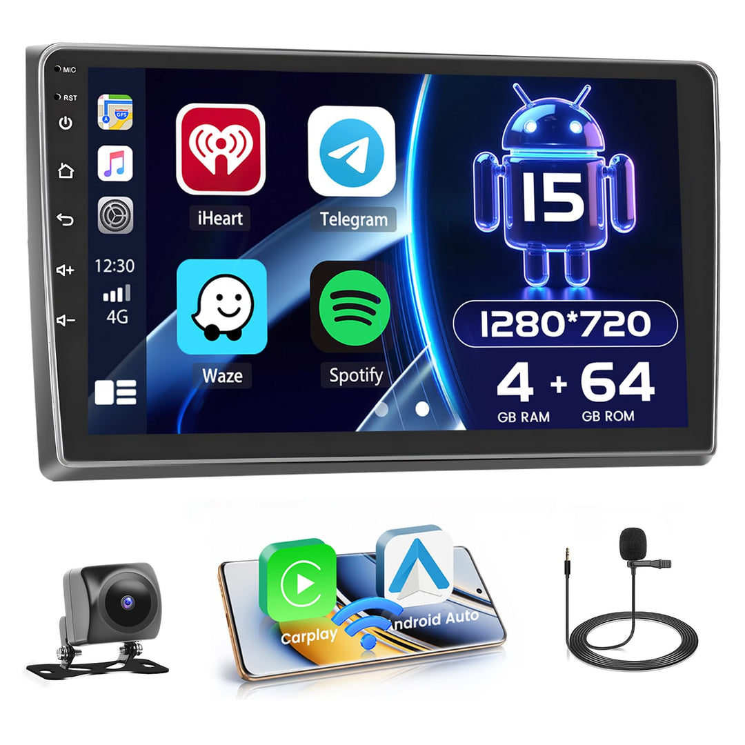 Hikity [4+64GB] Android 15 Autoradio für Audi A4 S4 RS4 8E B6 B7 (2000-2009) Radio CarPlay Android A