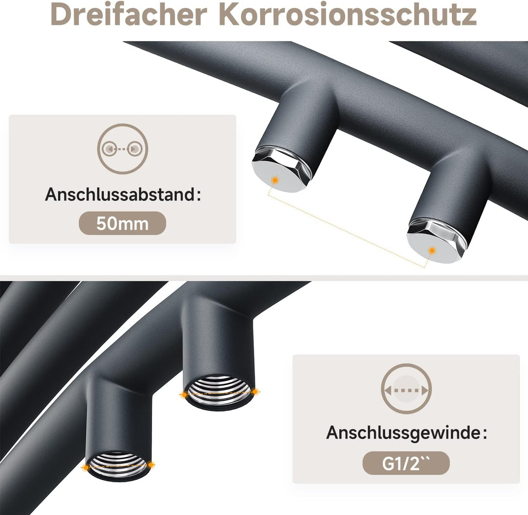 Badheizkörper Elektrisch Anthrazit 700x500 mm Gebogen Handtuchwärmer Handtuchheizkörper Elektrisch m