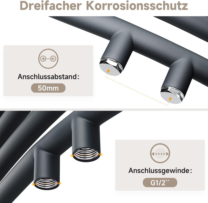 Badheizkörper Elektrisch Anthrazit 700x500 mm Gebogen Handtuchwärmer Handtuchheizkörper Elektrisch m
