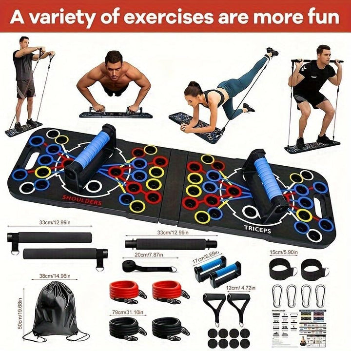 54-Loch Liegestützbrett - Multifunktions-Übungsgerät für das Home-Gym - Verstellbare Liegestützstang