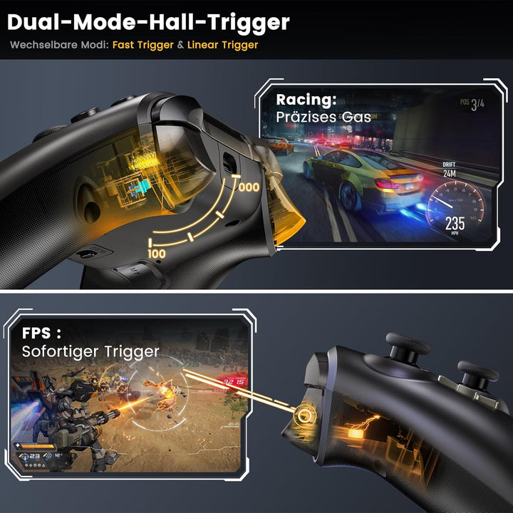 HELLCOOL Controller PC, 2.4GHz Wireless PC Controller mit Ladestation/Hall Joysticks&Trigger/Cooles