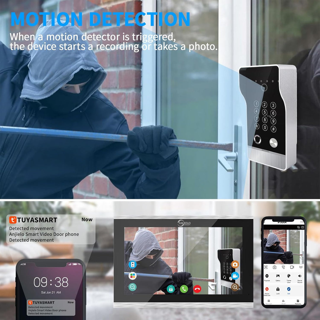 Tuya Video Türklingel Wohnung Gegensprechanlage, WiFi 10-Zoll-Touchscreen-Monitor mit Wired 1080P Tü
