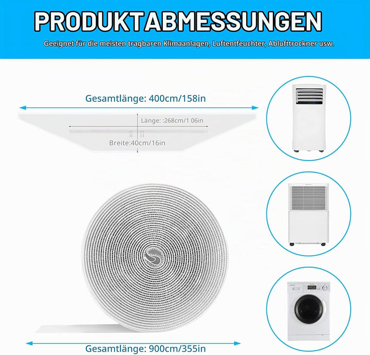 dellyy 400cm Klimaanlage Fensterabdichtung, Guarnizione Universale per Finestre per Condizionatore P