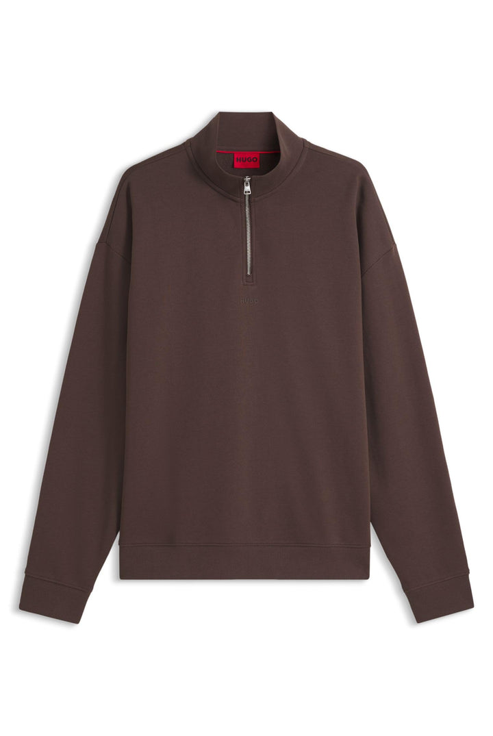 HUGO Relaxed-fit Sweatshirt Aus Baumwolle Mit Troyerkragen XS Brown Overflow 903, XS Brown Overflow