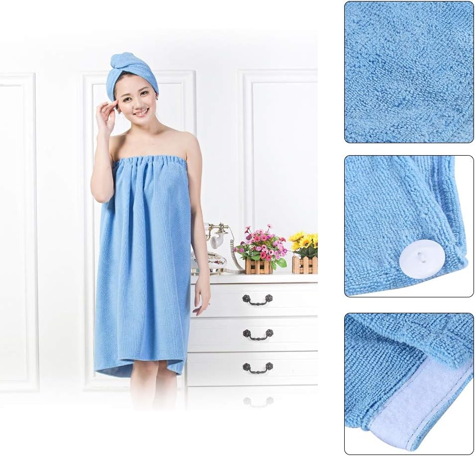 Womens Spa Wrap Cotton Spa Duschbad und Turnhandtuch mit Druckknöpfen, Damenhandtuch Wrap Hair Turba